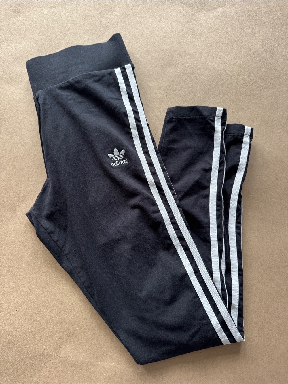 adidas Black Leggings with White Side Stripes